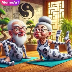 Momoart Old People Diamond Mosaic Couple Portrait Full Square Round Grandparent Embroidery Cartoon Painting Home Decoration