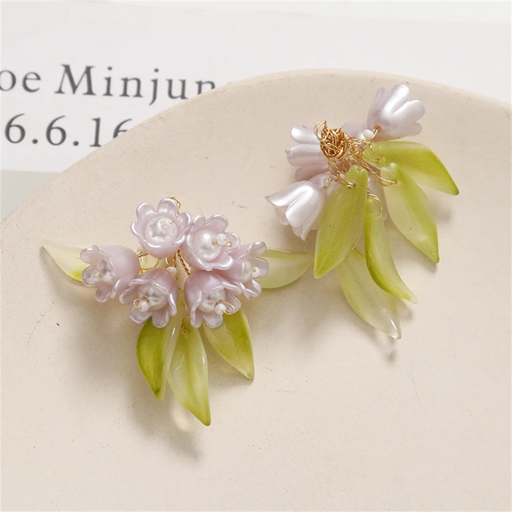 ST09 Antique Temperament Green Leaves Suzuki Cluster Flowers Diy Hand-woven beaded Hair Accessories Earring Handmade Material