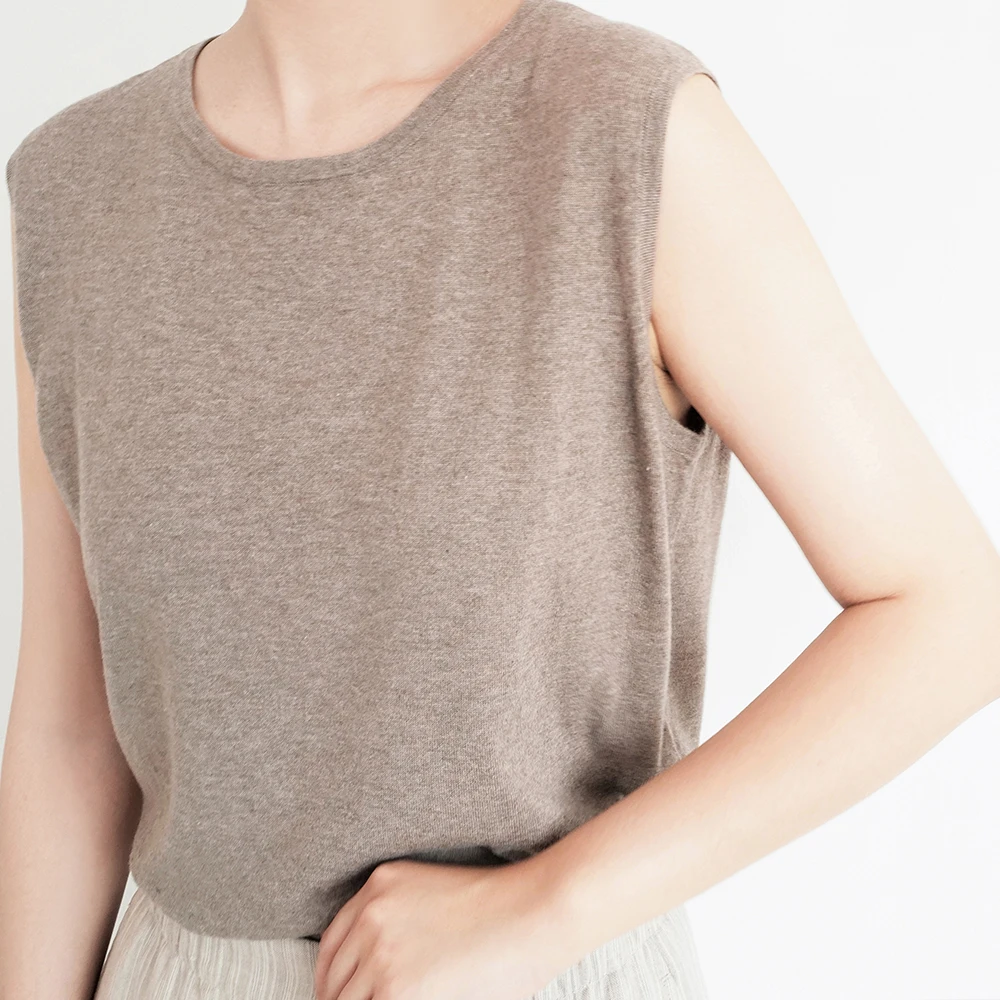 

Жилет из хлопка каштанового цвета, оригинальный дизайн, вязаный, прямой крой, лето 2024