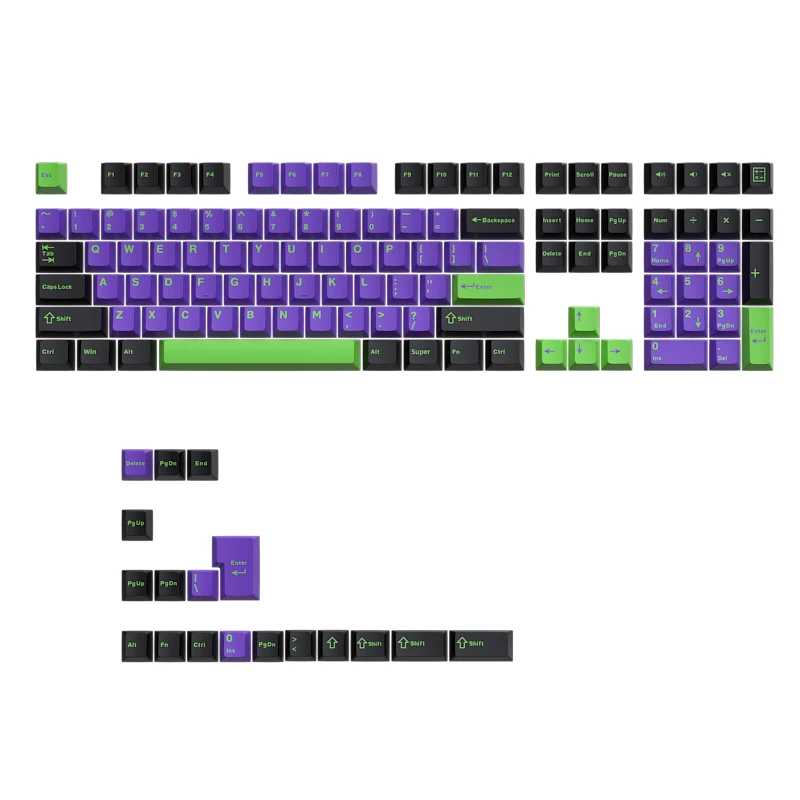 126 Keys Double Shot Black Purple Red PBT Cherry Keycaps for MX Switch Keycap GMK67 GMK87 GMK61 Mechanical Game Keyboard Keycaps