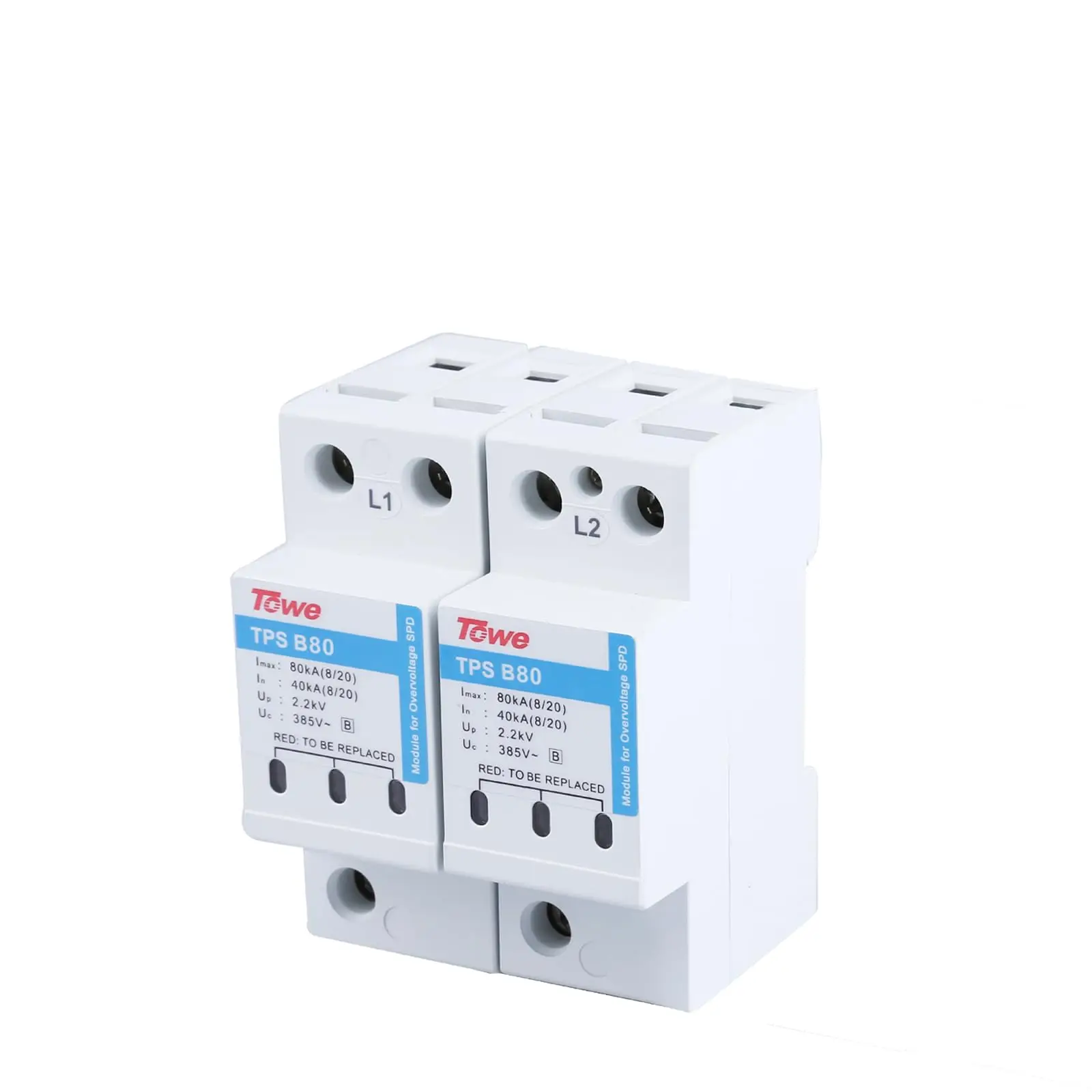 TOWE Type 1 SPD Surge Protective Device 80KA Class B Lightning Arrester 220V 380V 1P 2P 3P 4P for Home Commercial