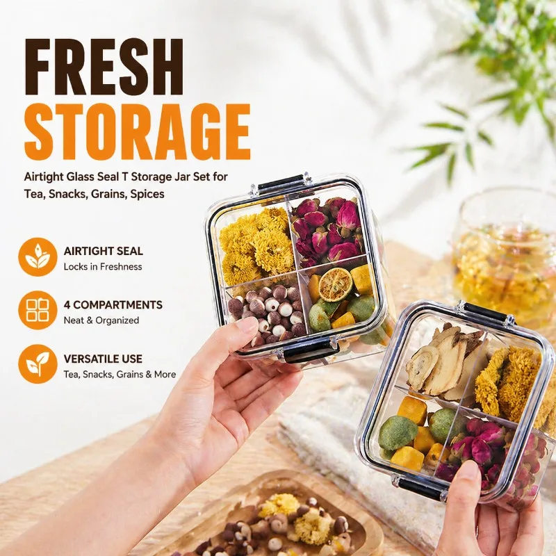 Food Grade Transparent Plastic Airtight Kitchen Container Seasoning Spice Grains Preservation Clear Microtube Storage Box