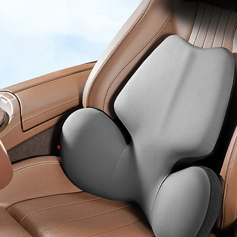 

Ergonomic Memory Foam Lumbar Pillow - Adjustable Posture Corrector for Car Office Chair Durable Polyester Fabric Car Seat Pillow