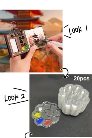 Bilashmart Mini Walnut Wood Watercolor Palette Portable Paint Box With Clip Travel Painting Paint Tray Art Supplies Sketchbook Palette