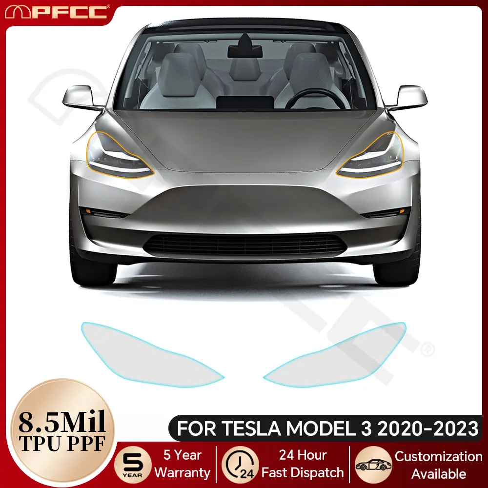 

Headlight Rearview Door Handles Taillight Protection Film For Tesla Model 3 2020-2023 8.5Mil TPU Pre-cut PPF Clear Anti-scratch
