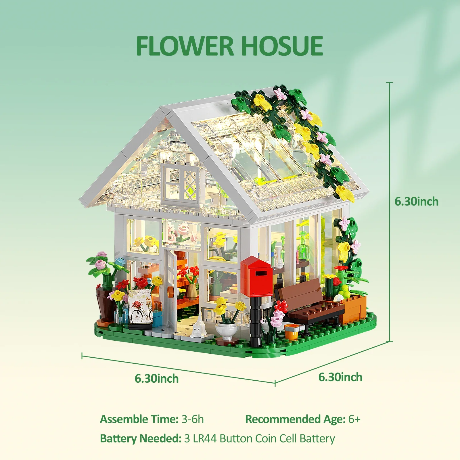 OURCREA Luminescent Flower House Building Block Set Leisure Light Openable House Hut Architecture Brick Toys Children Kid Gifts