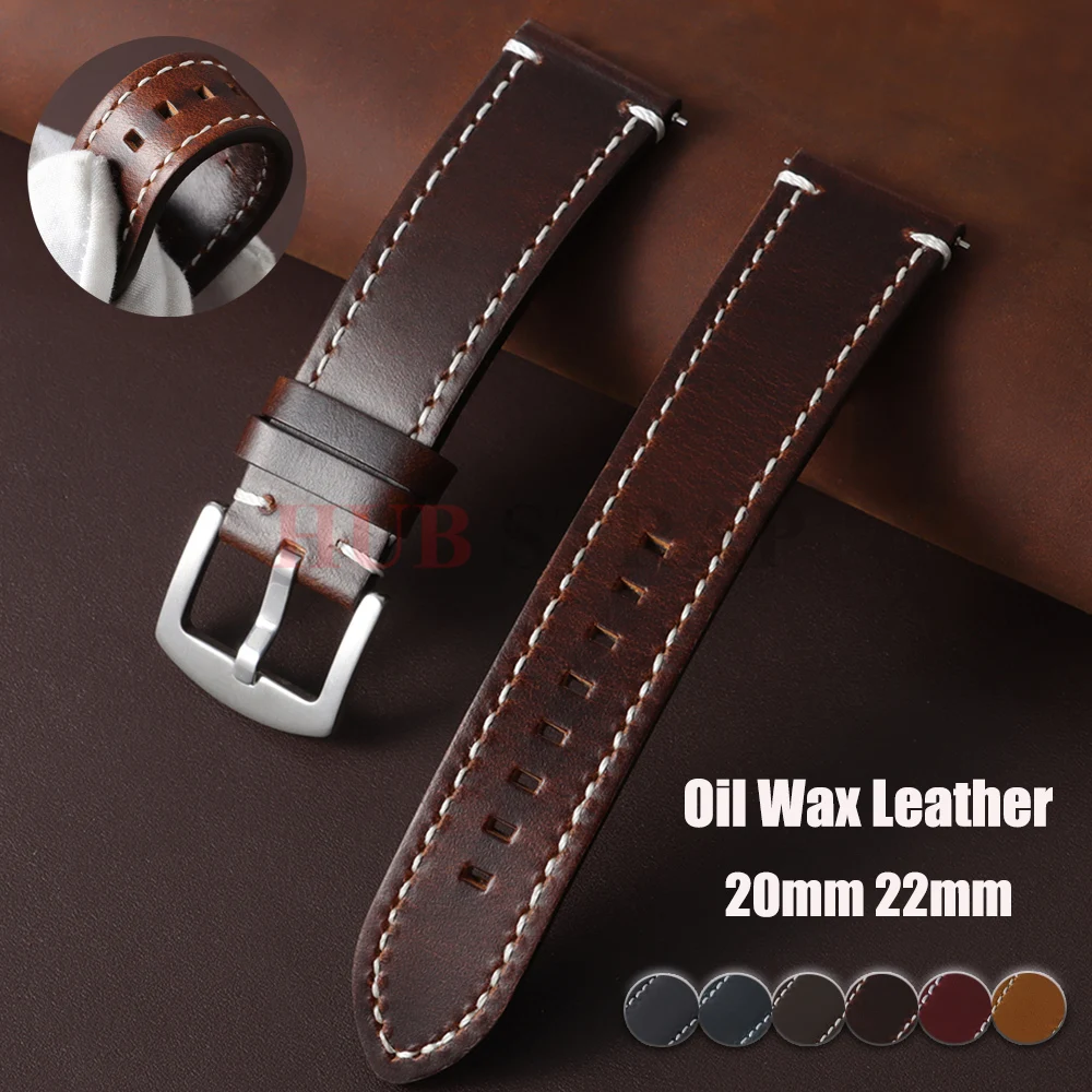 Ölwachs-Leder Uhrenarmband Business 20mm 22mm Schnellverschluss Universeller Ersatz Weiches Uhrenband Herren Damen Uhrenzubehör