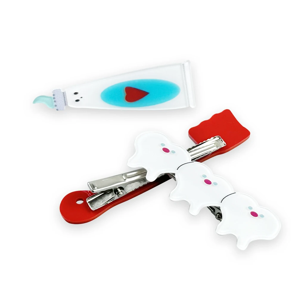 Cartoon Toothbrush Teeth Hair Clip Set Girls Ornaments Dental Decorate Cute Funny Hair Accessories Tooth Clip Dentistry Gift