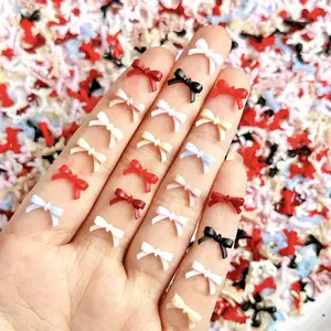 100 Buah Ikatan Simpul Warna Solid Dekorasi Seni Kuku Resin 3D Mini Busur Garis Lucu Hiasan Kuku untuk Aksesori Kuku Jepit Rambut DIY 6 pita kuku penjualan terbaik - №