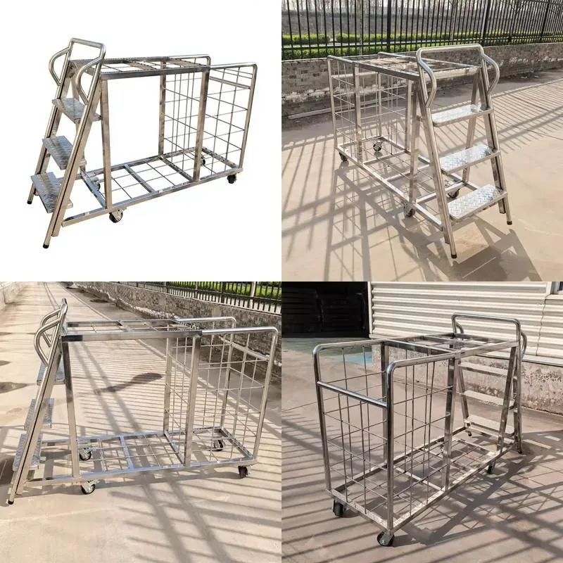Custom Stainless Steel Airport Passenger Bus Luggage Transfer Truck Heavy Transport Trolley