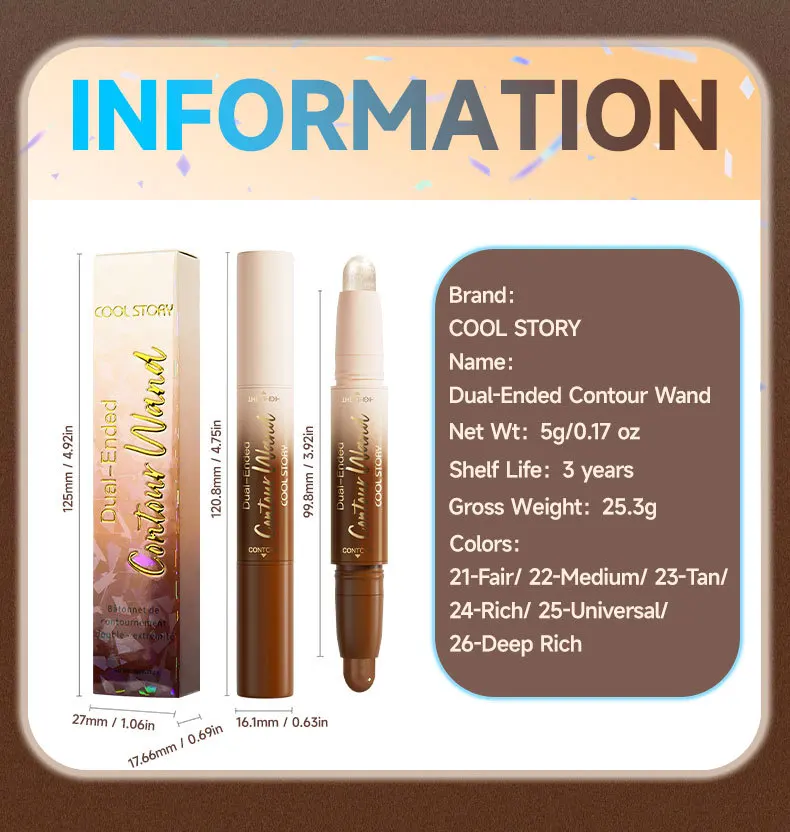 6색 하이글로스 펄 컨투어링 스틱 페이스 브라이트닝 슬리퍼 실크웜 펜 매트 피니쉬 페이스 컨투어 섀도우