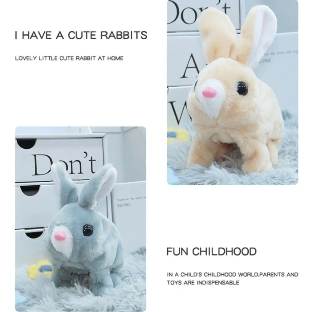 Simpatico coniglietto simulato bambola di peluche orecchie lunghe morbida pelliccia di coniglio elettrico peluche elettrico unico piccolo coniglio tinto in massa bambola per bambini