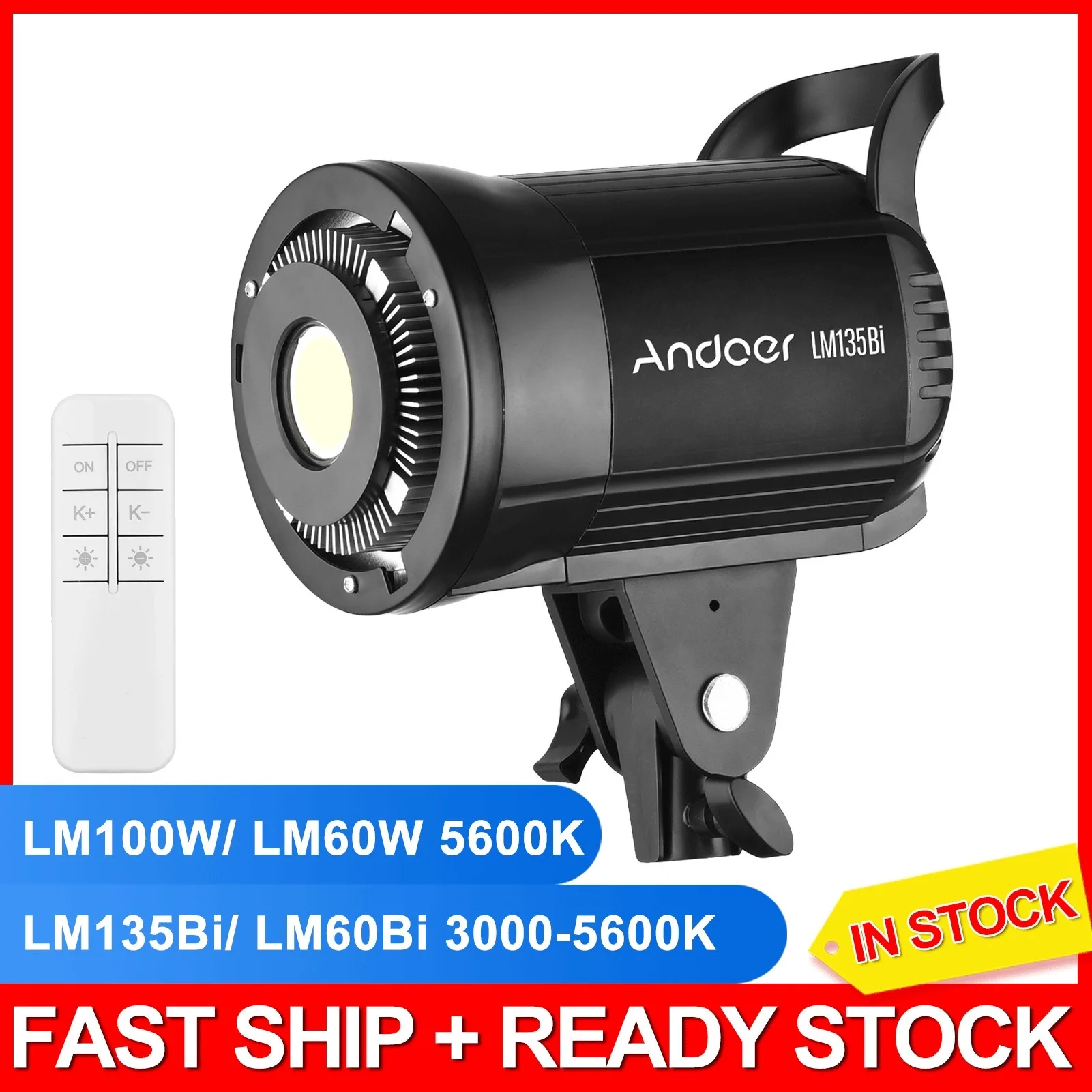 New 135W/ 100W/ 60W Studio LED Video Light Dimmable Bowens Mount Continuous Light for Live Streaming Photo Video Recording