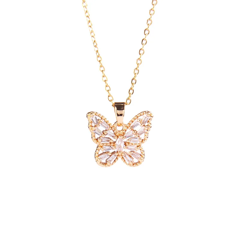 8pcs Crystal Rhinestone Butterfly Pendant Necklaces for Women Long Chain Animal long Necklace Jewelry Party Gift