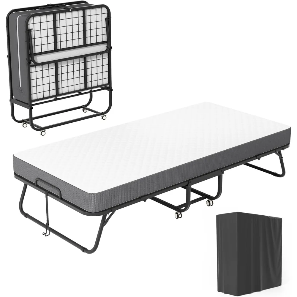 SUNCROWN Twin Folding Bed with Mattress, 75