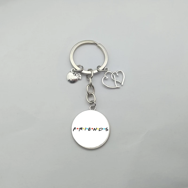 Friends TV Show Keychain 25th Anniversary Series Cartoon Fun Pattern 25mm Glass Cabochon Key Ring Keyholder For Good Friend Gift