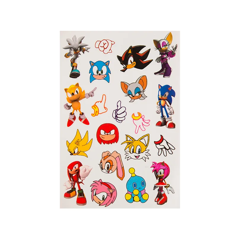 New Hedgehog Sonic Theme Stickers Temporary Tattoos Waterproof The Cartoon Anime DIY Sticker Tattoo Art Tatoo Cosplay Kid Gift