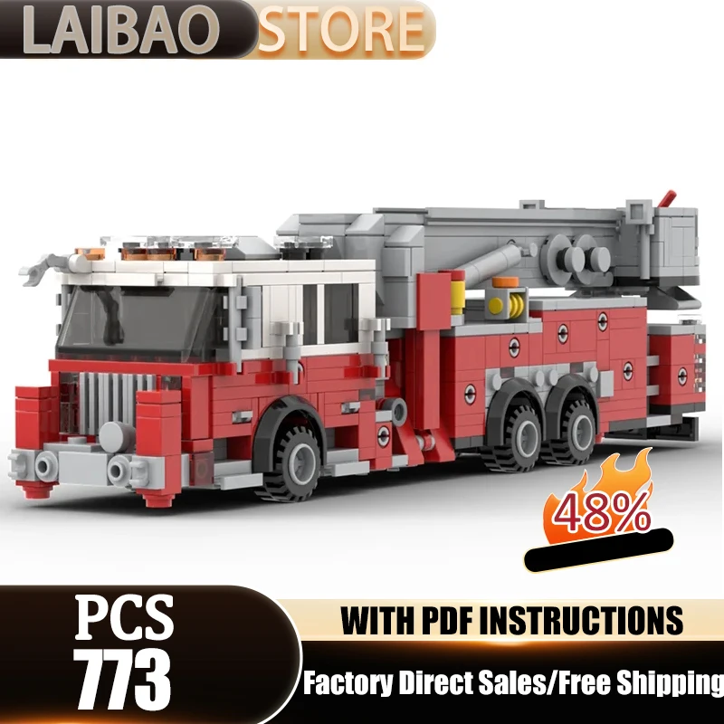 

Fire fighting Vehicle Moc Building Bricks Fire Truck Tower Ladder Model Building Technology Modular Blocks Construstion Toy Gift