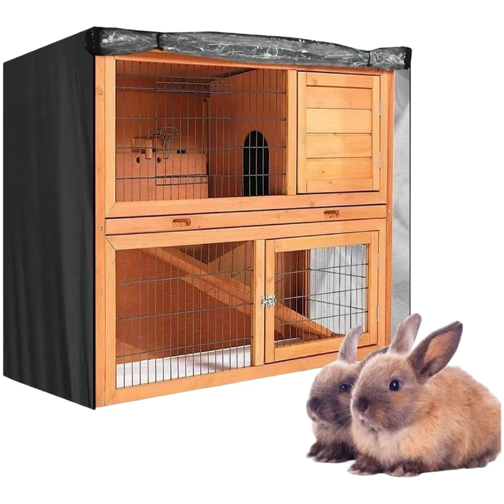 Waterproof For Pet Cage Cover for Rabbits Chinchillas and Hamsters with Clear Front Viewing Window and Roll Up Feature