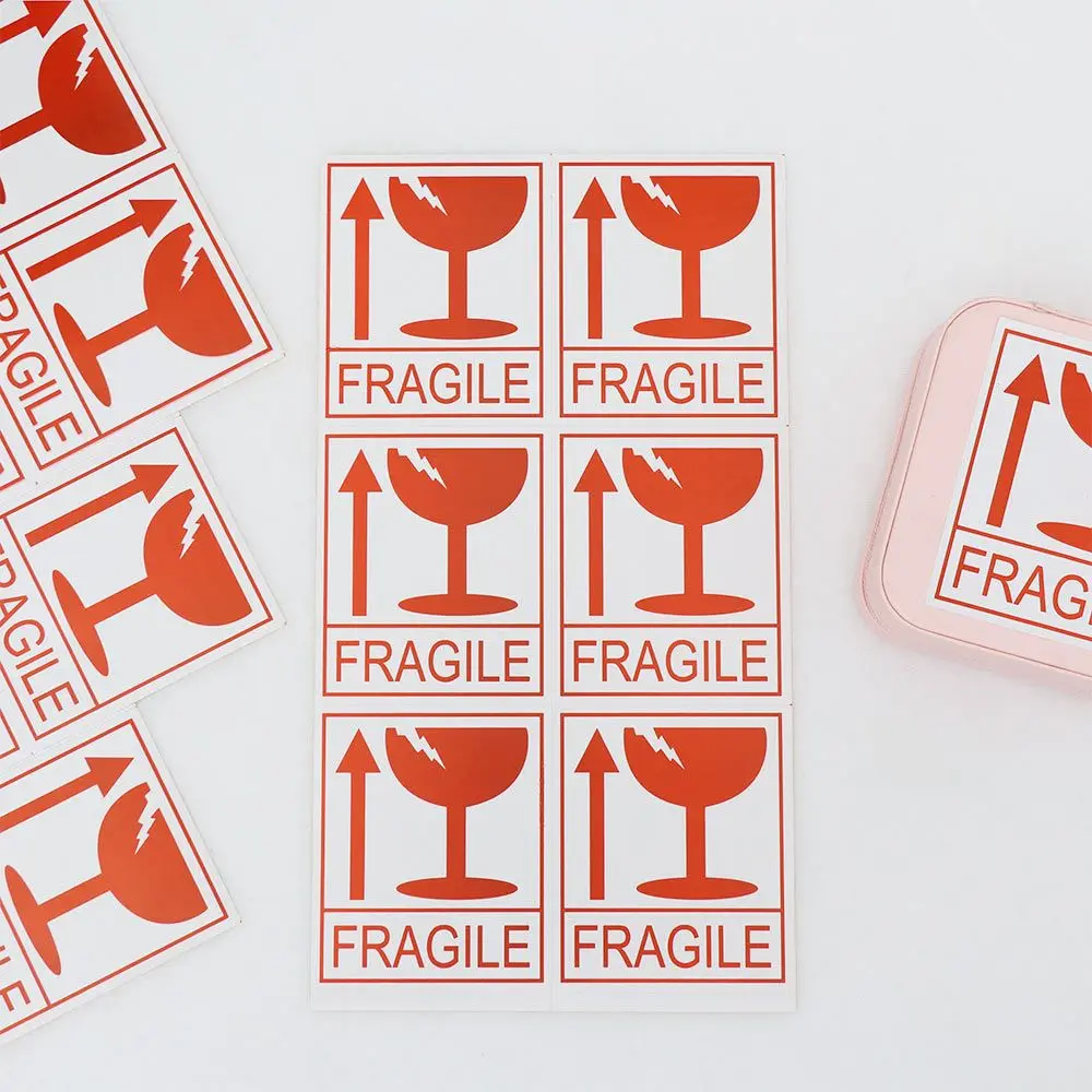 60pcs Safety Parcel Mark Hazard Sign Office Special Tag  with Care Keep Fragile Warning Sticker Shipping Express Label Handle