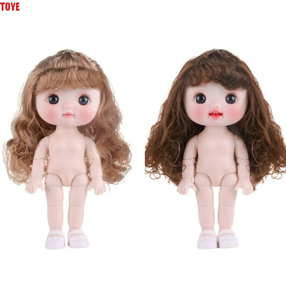 Bonito 1/6 bjd corpo de boneca conjunta móvel brinquedos kawaii nu 21 bola articulada boneca 3d móvel cabeça grande boneca com cabelo criança