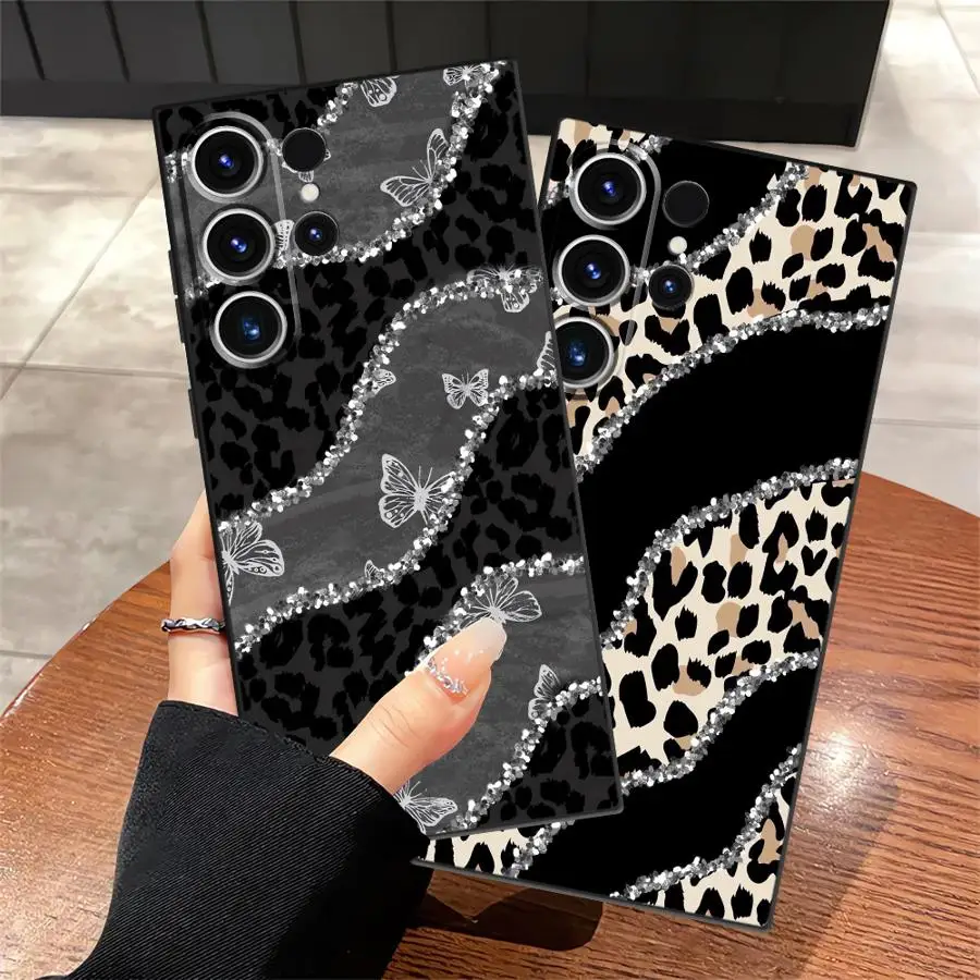 حافظة لهاتف سامسونج جالاكسي S21 FE S23 Ultra S24 Plus S25 Edge S20 غطاء هاتف ناعم أسود بتصميم فيونكة وردية #1