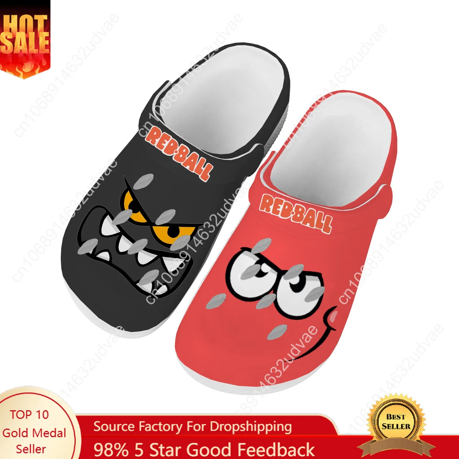 Zapatos de agua con bola roja para hombre y mujer, zuecos cómodos a la moda para el hogar y el jardín, sandalias personalizadas, zapatillas con agujeros transpirables para playa