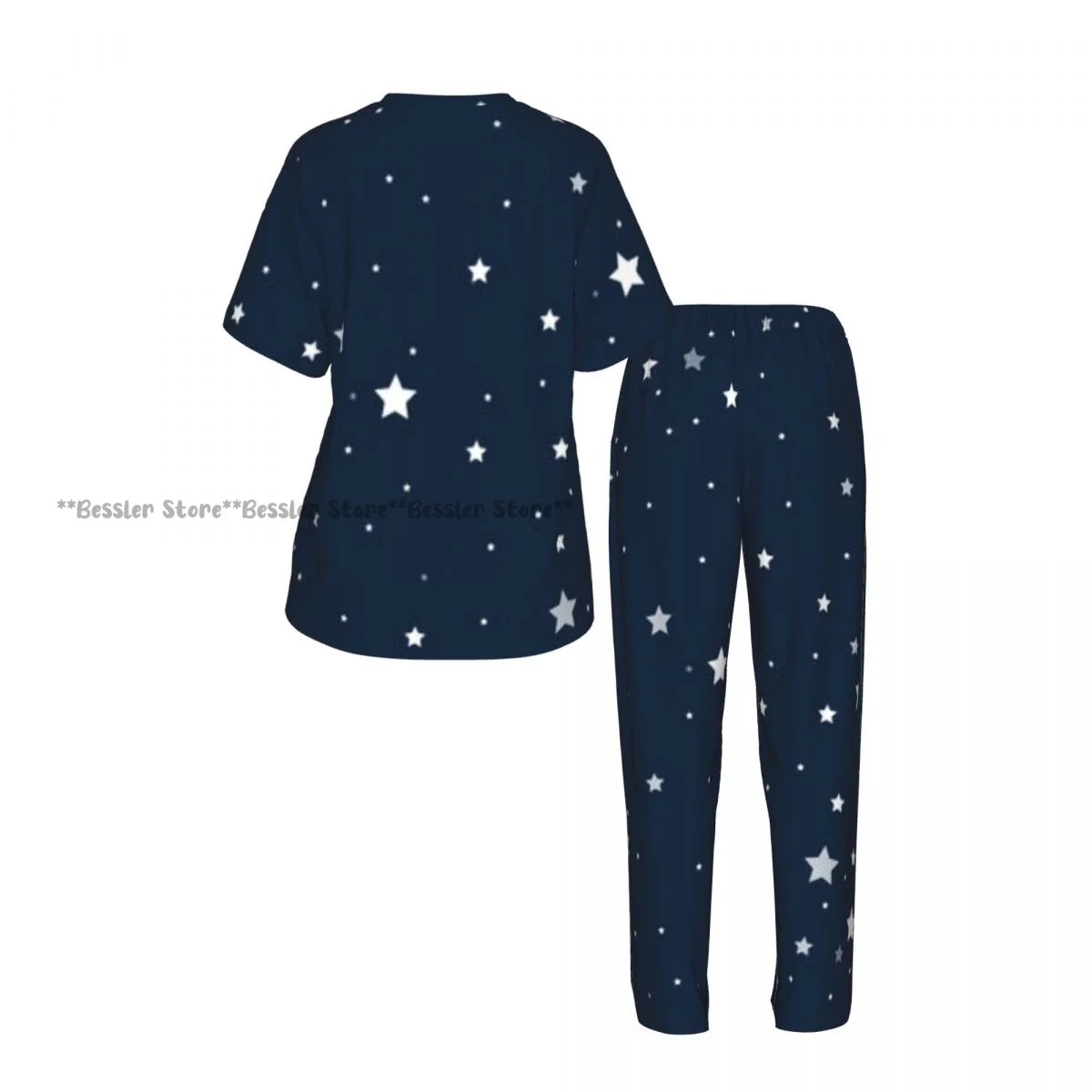 Women Pajama Sets Lounge Sleepwear Stars In The Night Sky Short Sleeve Nightwear 3