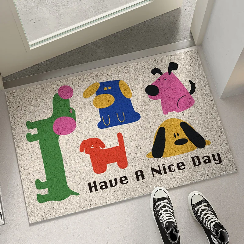 Cartoon Cute Animal Pattern Doormat PVC Silk Loop Floor Entrance Mats Home Decoration Rug Bathroom Vestibule Non-Slip Door Mat