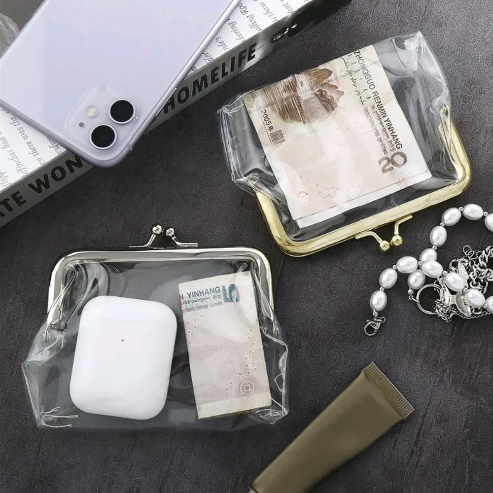 

Transparent Coin Purse Change Purse Mini Money Bags Bus Card Iron Mouth Clip Credit ID Card Small Wallet Card Holder