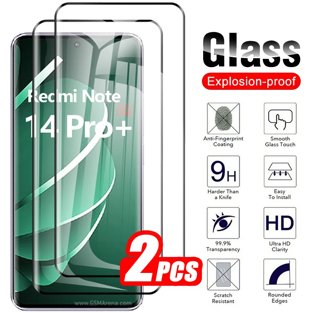 2Pcs For Xiaomi Redmi Note 14 Pro Plus Screen Protector On Redmi Note 13 ProPlus 14 Pro + 3D Curved Tempered Glass note14ProPlus