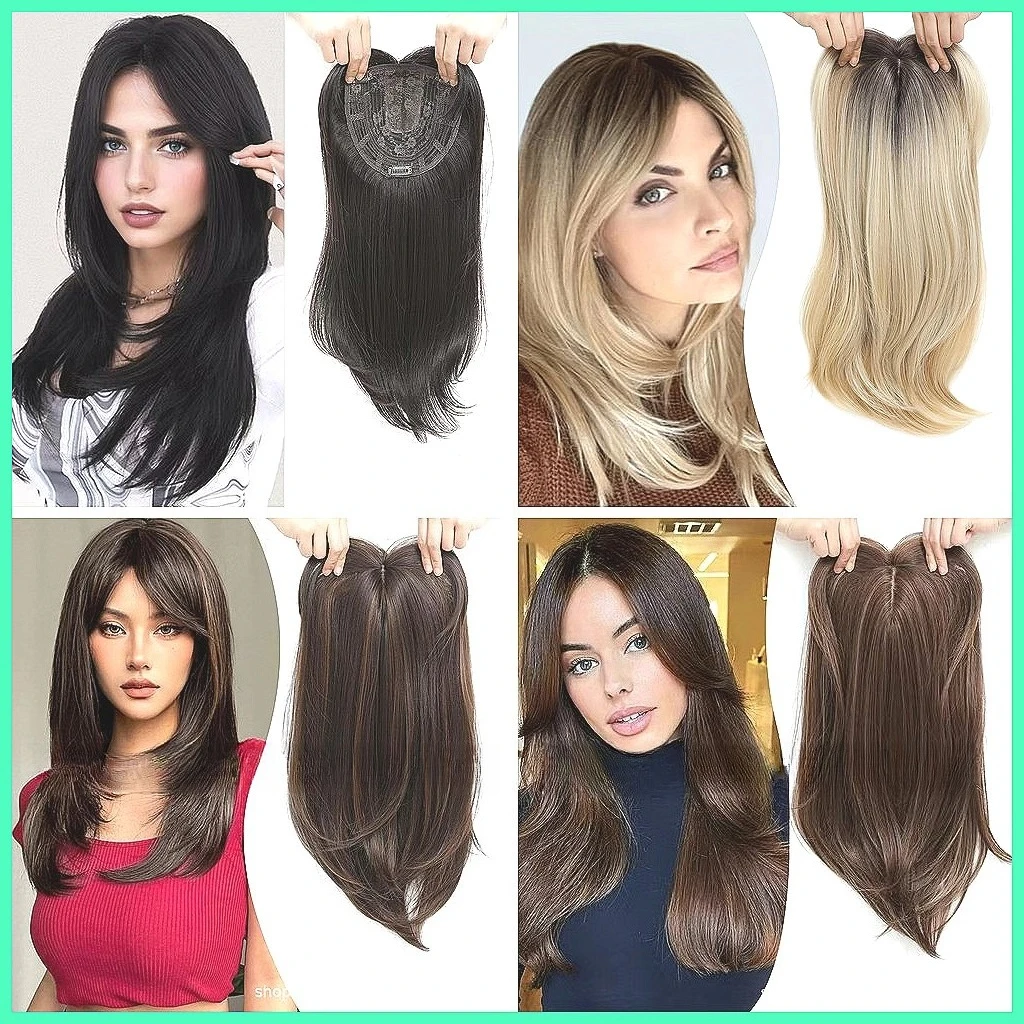 

Clip-in Hair Topper for Women, Cover Gray Hair, Invisible Lace Base, Natural Look, Xuchang Hair Factory