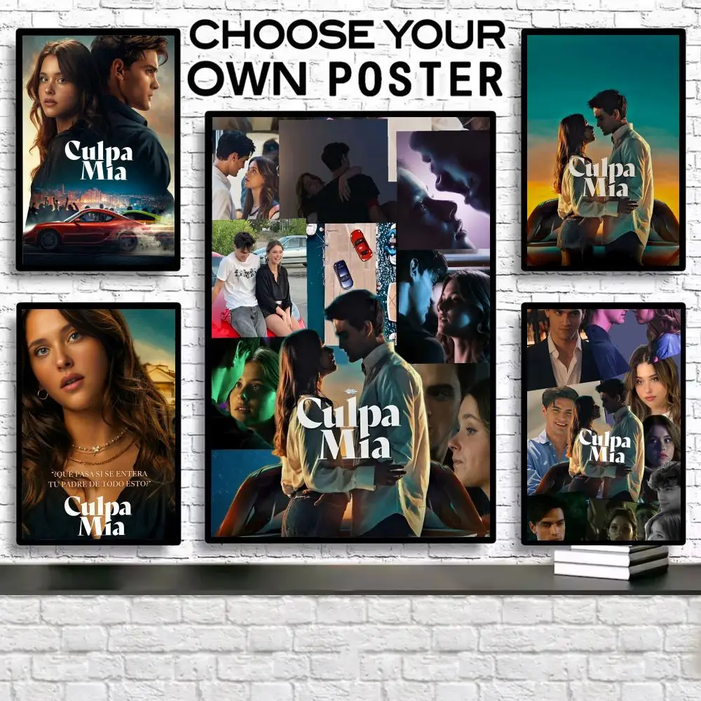 My Fault Culpa Mia لوحة الفيلم الكلاسيكي الخط قماش المشارك: تجعد الحرة للماء دائم جميع الفضاء جدار ديكور