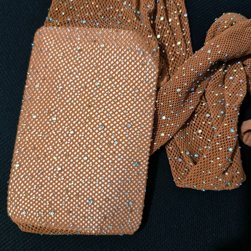 Damen Übergröße Professionelle Latein-Tanz-Strumpfhosen Elastische Netzstrumpfhose Sexy Mesh-Unterwäsche Glitzer-Strass Party-Strümpfe