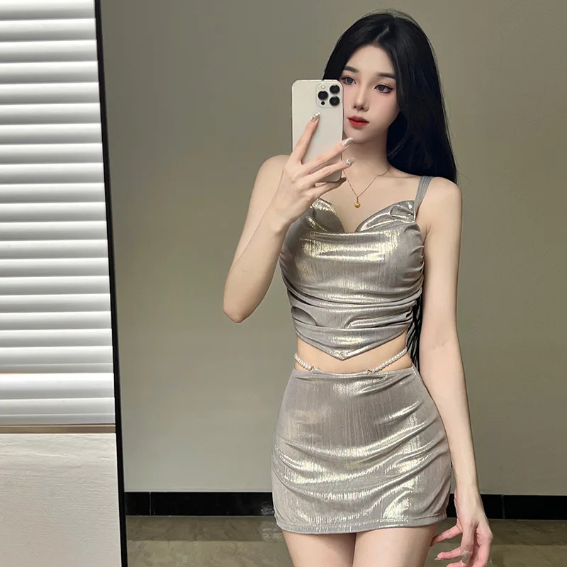 

Swim Wear Women 2024 Beach High Waist Swimsuit Outfits Bathing Suit Mayo Hot Split Body Set Silver Slimming Light Sexy Learning