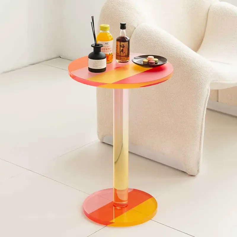 Modern Rainbow Round Acrylic Coffee Table Creative Colorful Dining Side Table For Living Room Home Decor Furniture New Design