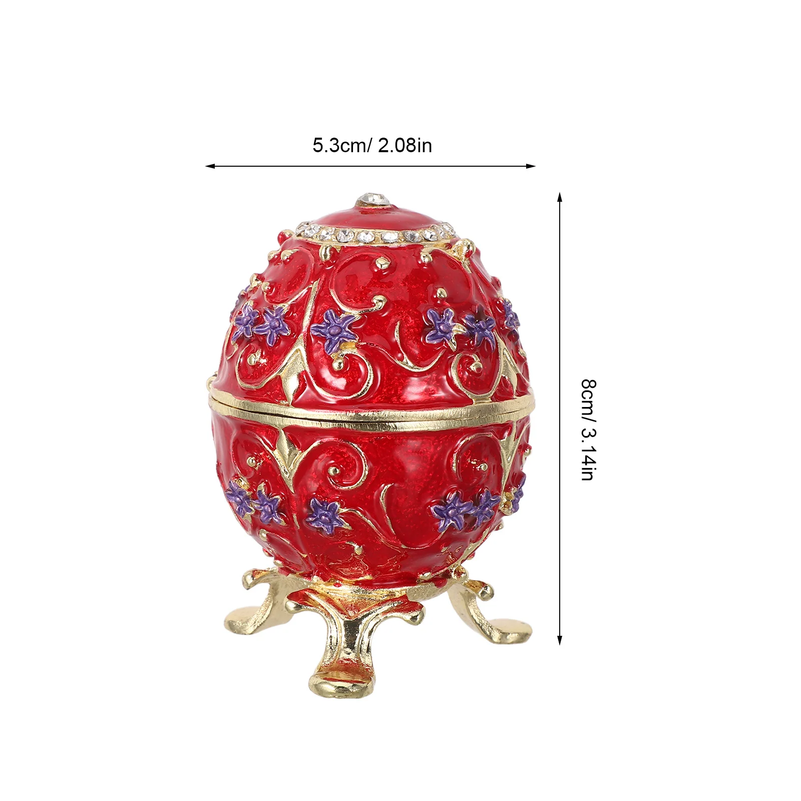 Decorative Handpainted Enamel Egg Trinket Box Gilded Metal Jewelry Storage Organizer Victorian Style Home Accent Keepsakes