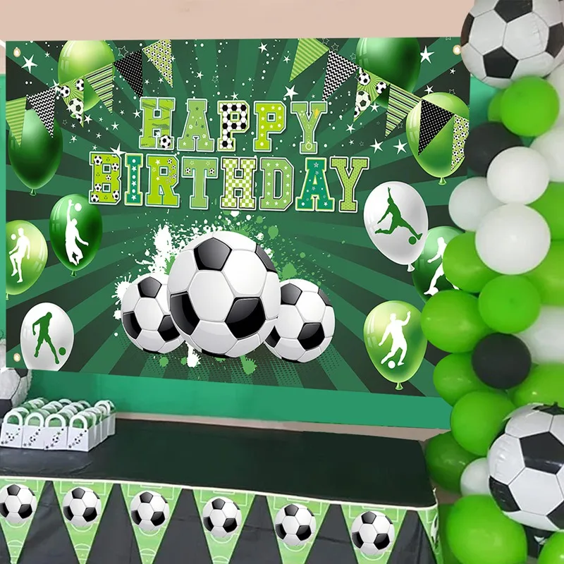 Fußball Geburtstag Party Hintergrund Fußball Fußball Thema Geburtstag Party Dekorationen Photo Booth Requisiten für Jungen Kinder – Detail 2