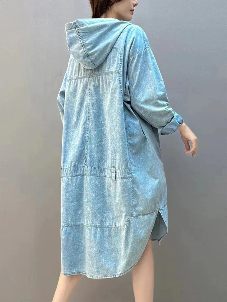 Max LuLu Korean Loose Denim Dress Women Spring Fashion Printed Classic Casual Vestidos Ladies 2024 Hooded Harajuku Elegant Dress