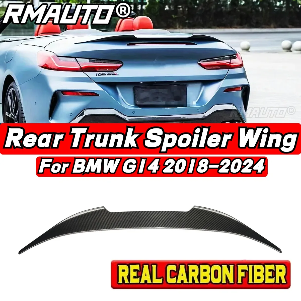 BMW G14 Car Rear Trunk Spoiler Body Kit Real Carbon Fiber Car Rear Spoiler Wing For BMW 8 Series G14 2018-2024 Car Accessories