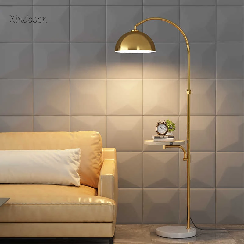 Modern Luxury Fishing Floor Lamp For Living Room Bedrom Bedside Light Wireless Charge Sofa Side Reading Standing Lamp With Table