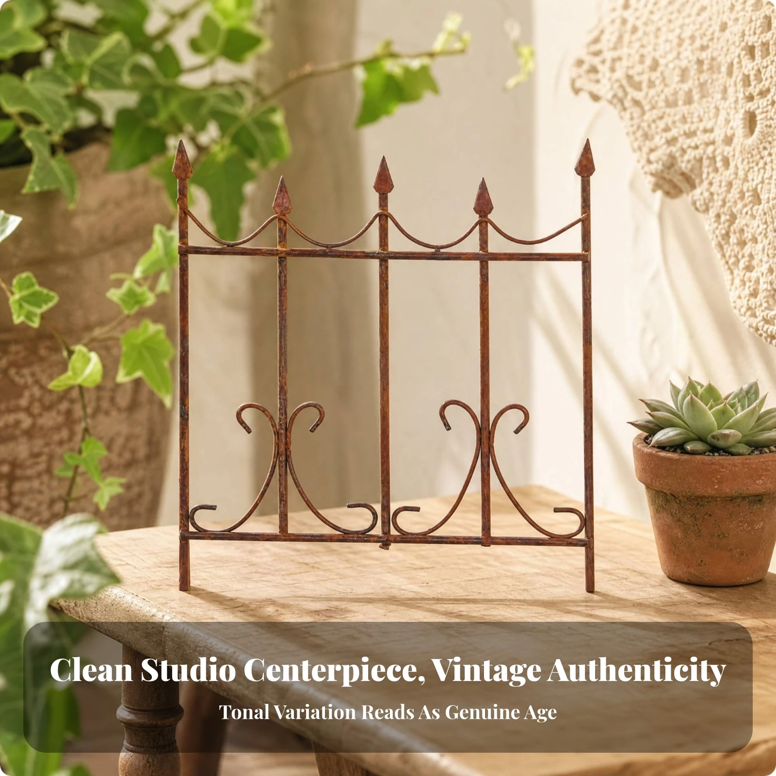 Miniature Metal Decorative Accessory Small Rusted Metal Miniature Ornament Micro Landscaping Ornament Stylish for Fairy Gardens