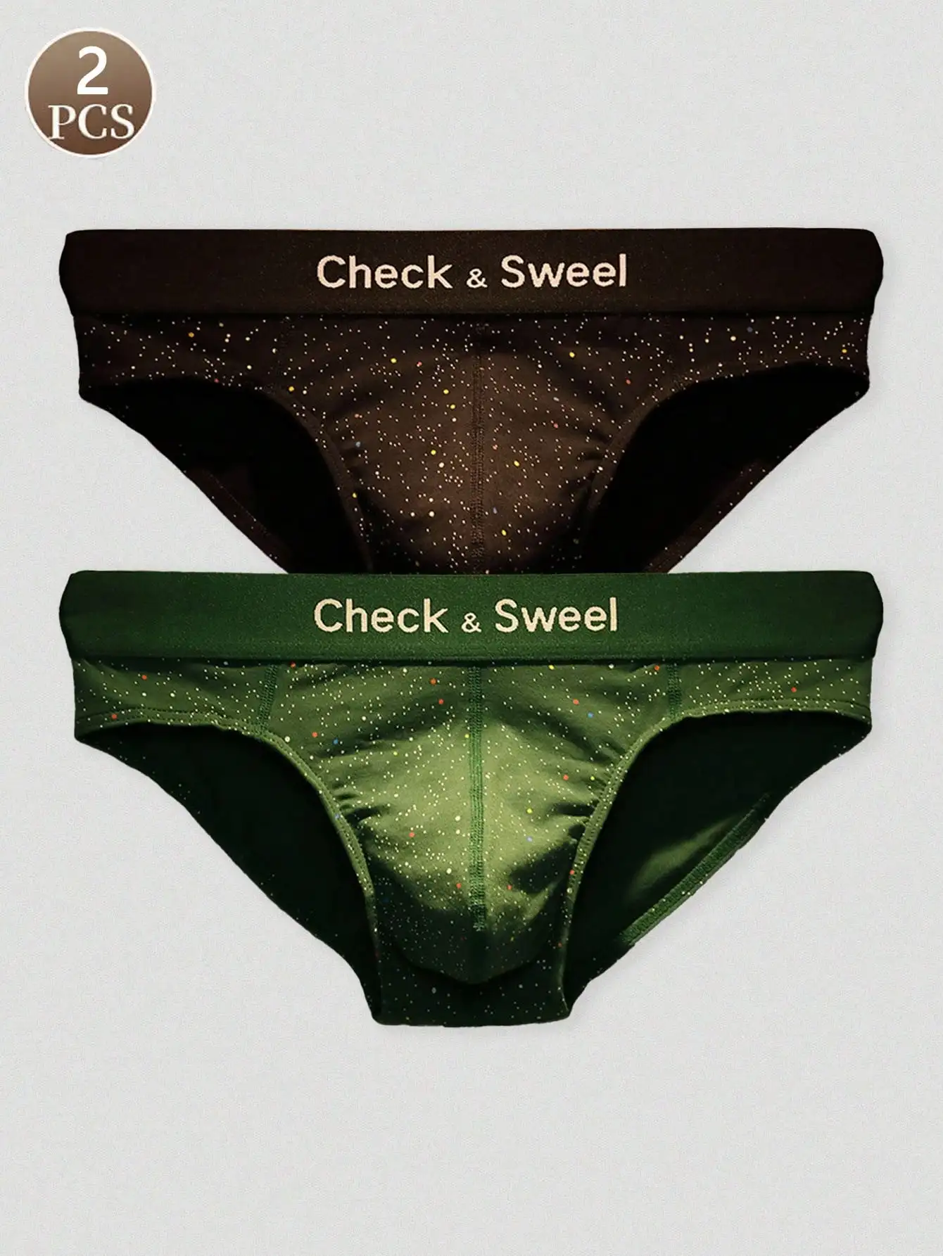 

2PCS Printed polka dot cotton underwear men's Letter sports comfortable and fashionable men's brief