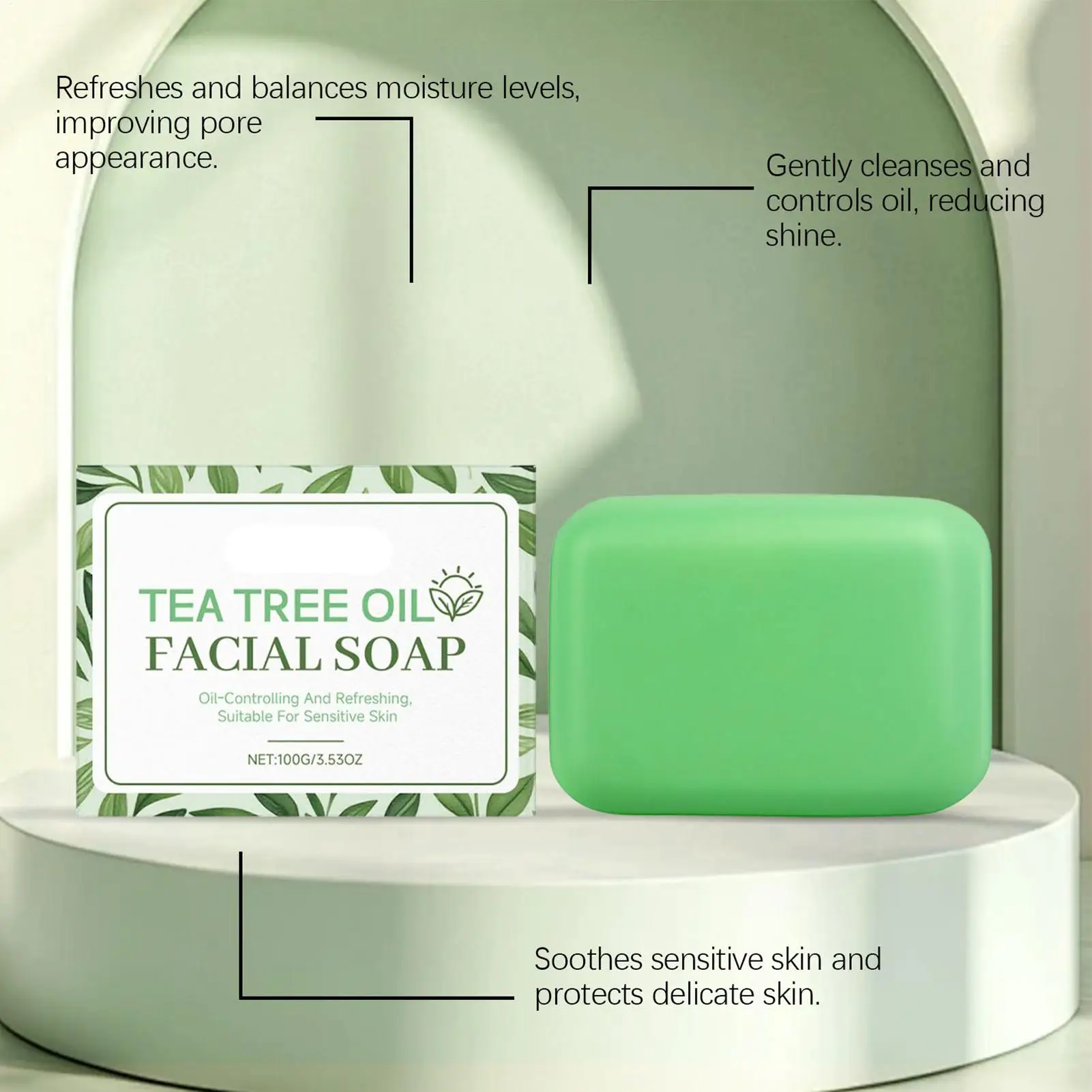 100g Natural Bath Handmade Facial Cleanser Tea Tree Oil Soap Bar For Men Women Kids Home Travel Health Body Skin Cleaning