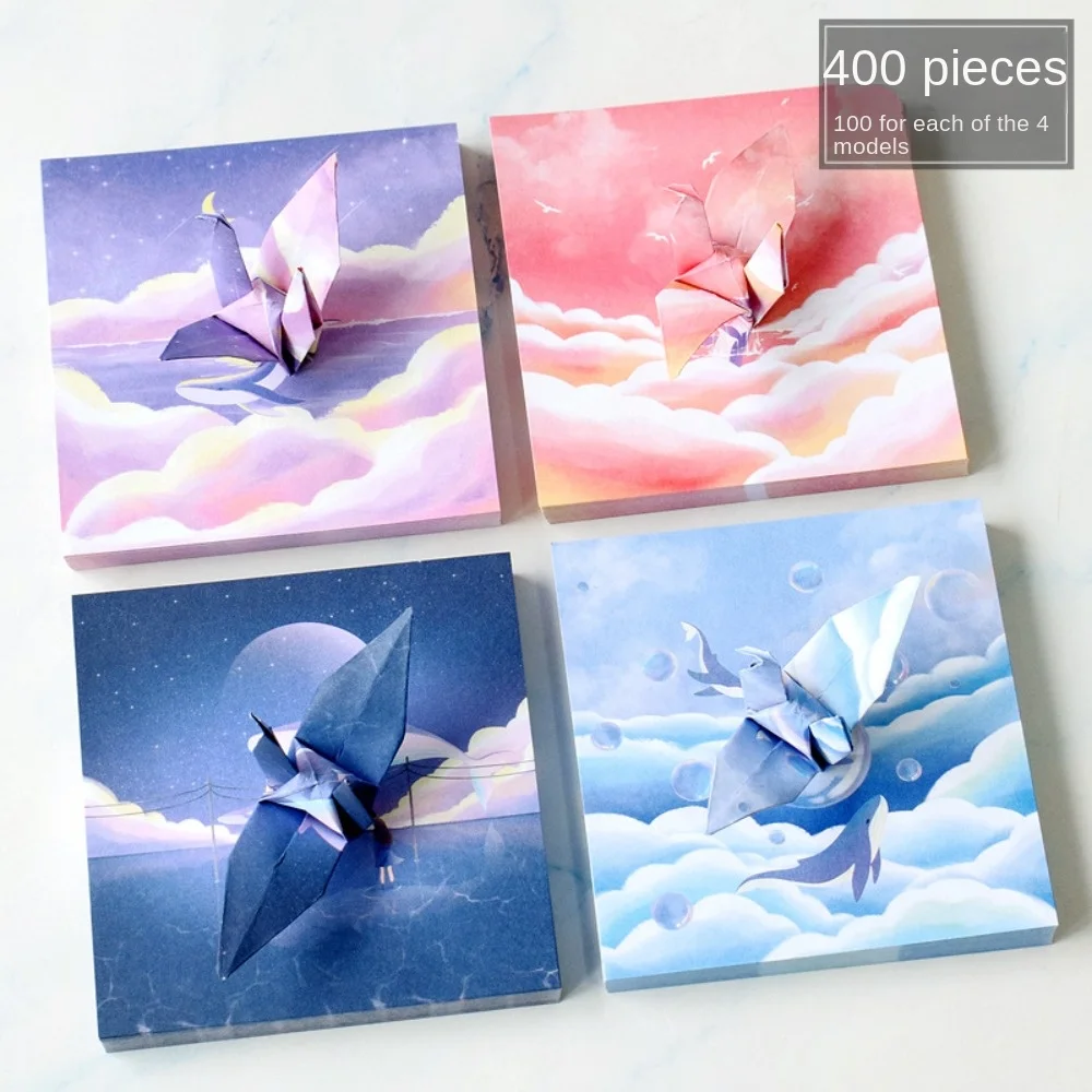 400 Uds Material artístico cielo estrellado papel de Origami hecho a mano Scrapbooking papel plegado colorido galaxia plegable