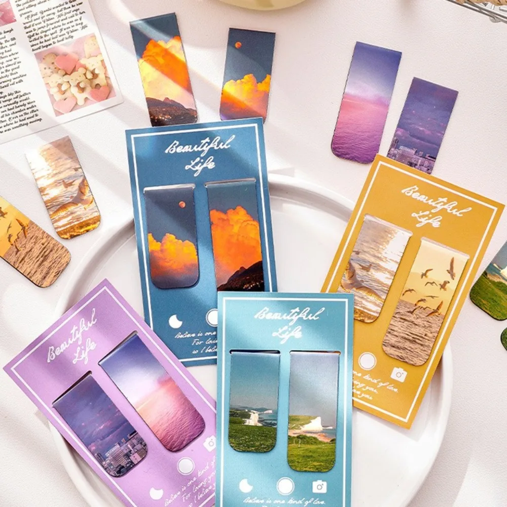 2 قطعة المرجعية المغناطيسية مشهد جميل مجلد الصفحة الفنية للكتب القراء طالب القرطاسية مكتب اللوازم المدرسية