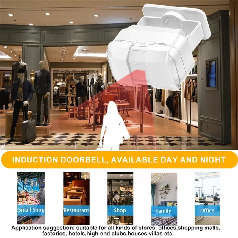 SQPP-Rechargeable Smart Welcome Doorbell Welcome Sensor Wireless Welcome Doorbell Voice Reminder For Store Entrance