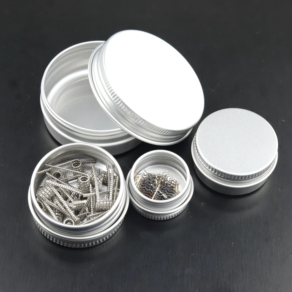 Caixa vazia do armazenamento do metal de alumínio, garrafa recarregável, parte superior do parafuso, armazenamento cosmético, cor prata, 2.2g, 4g, 5g-10Pcs