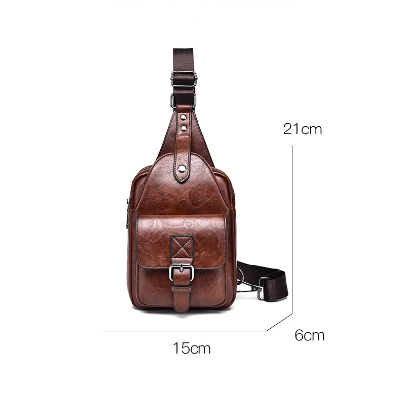 Impermeável PU Leather Chest Bag, Mochilas masculinas, Bolsa de Ombro Marido, Bolsas Crossbody, Designer de Moda de Luxo, Novo