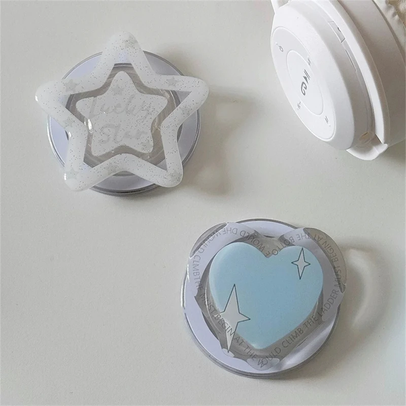 INS Korean Cute Blue Heart Star For Magsafe Magnetic Phone Griptok Grip Tok Stand For iPhone Wireless Charging Holder Bracket